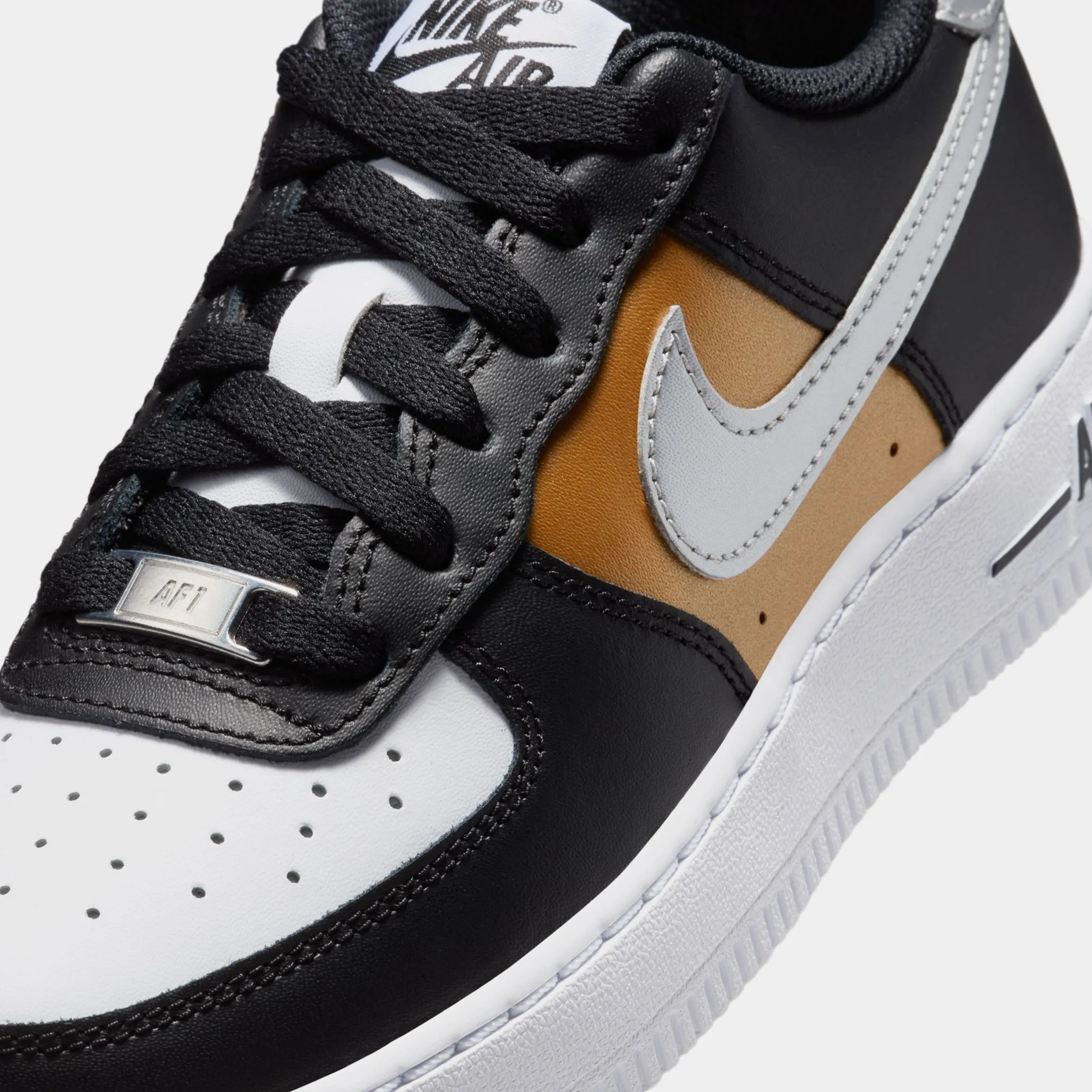 Air Force 1 Low Black Metallic Gold Grade School Lifestyle Shoes (Black/White/Metallic Gold)