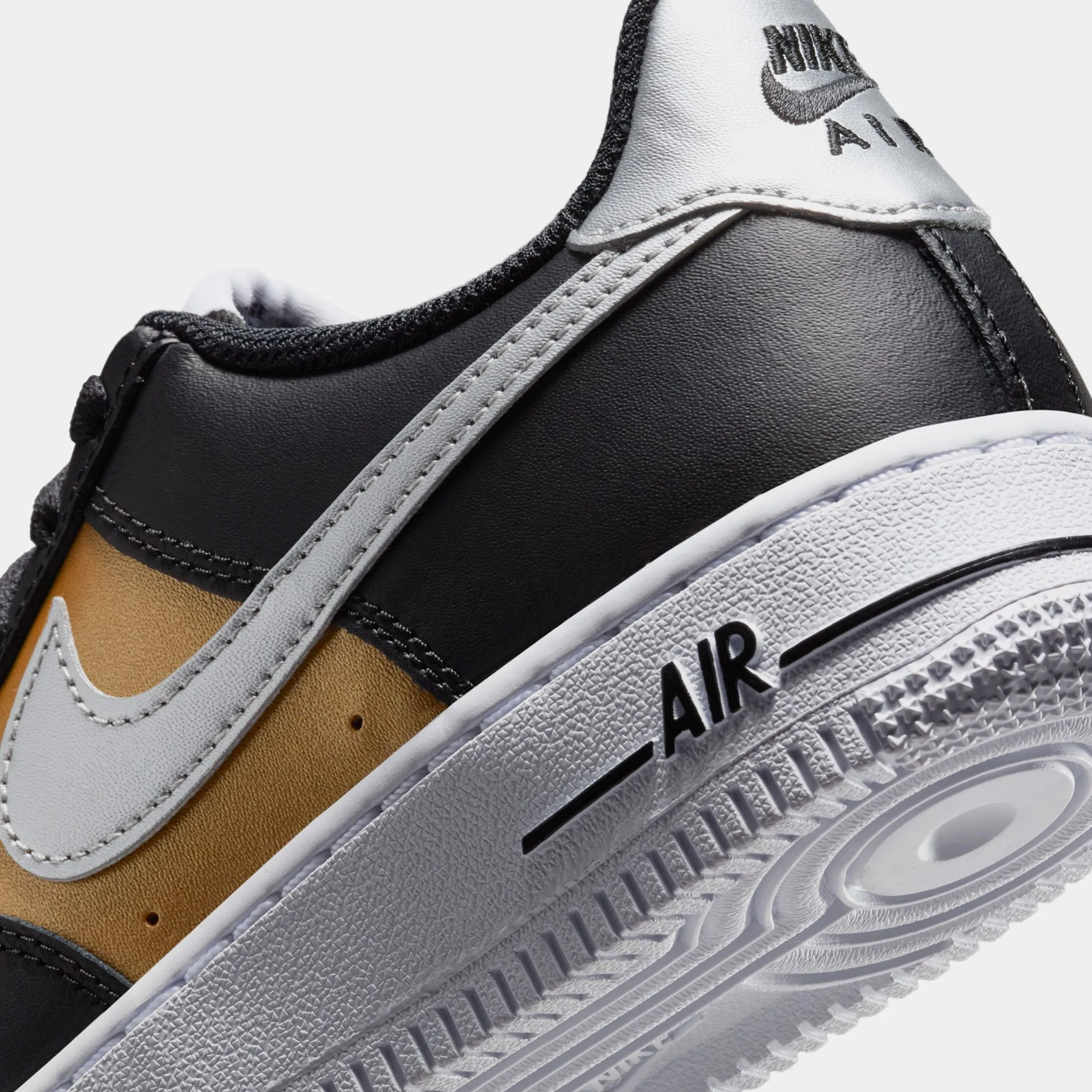 Air Force 1 Low Black Metallic Gold Grade School Lifestyle Shoes (Black/White/Metallic Gold)