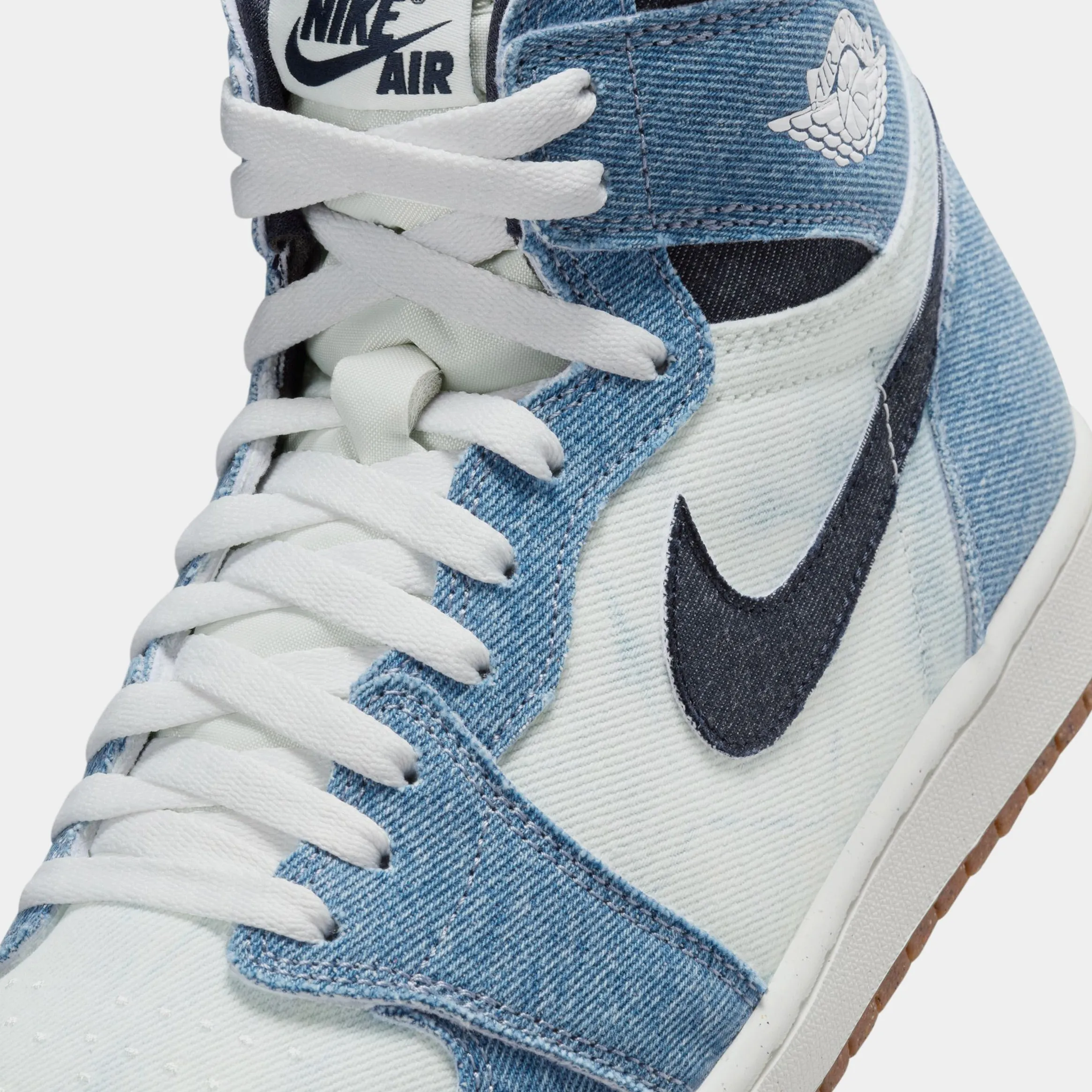 Air Jordan 1 Retro Hi Denim Mens Lifestyle Shoes (Summit White/Obsidian)