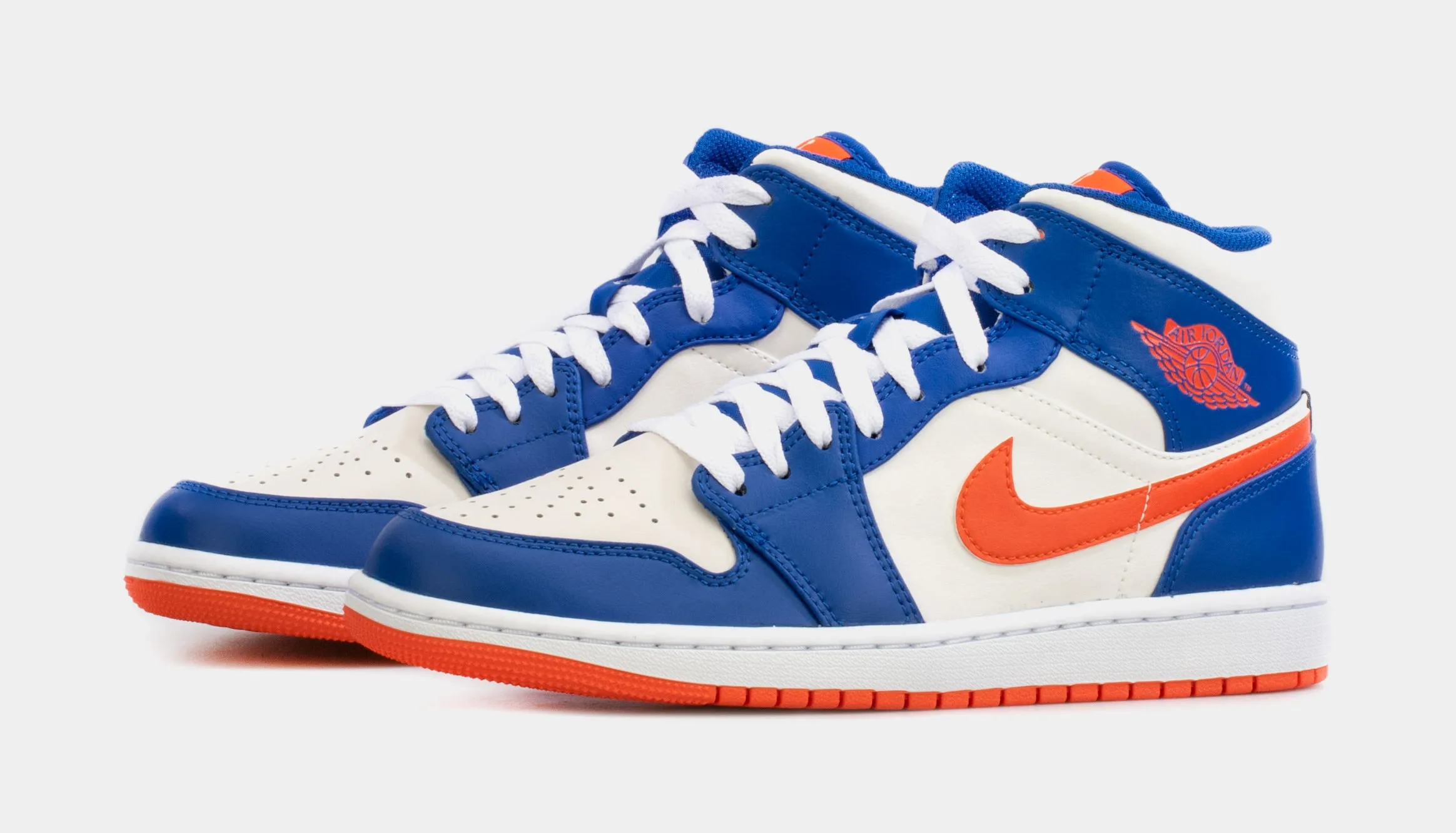 Air Jordan 1 Retro Mid Mens Basketball Shoes (Blue/Orange)