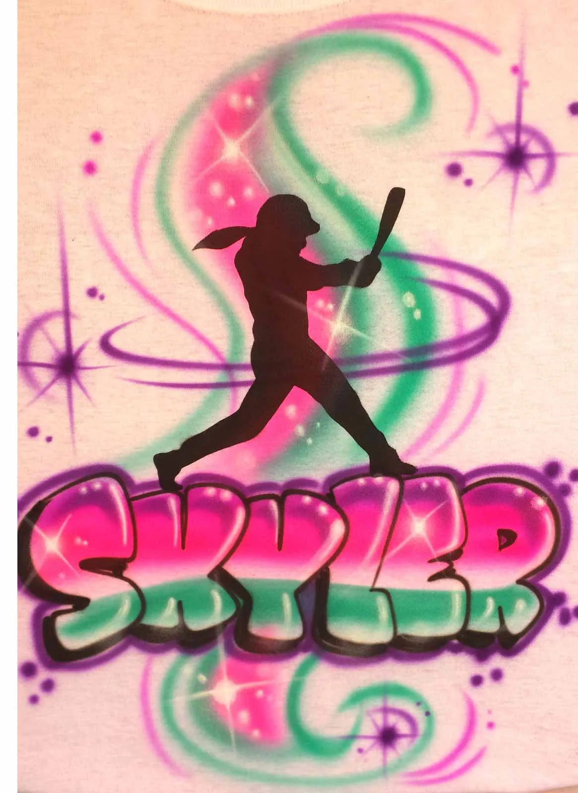 Airbrushed Softball Batter Personalized Custom Shirt