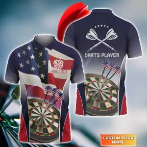 American Darts Player Polo 3D Shirt For Darts Player, Dart Shirt, Sports Shirt, Dart Team Shirts