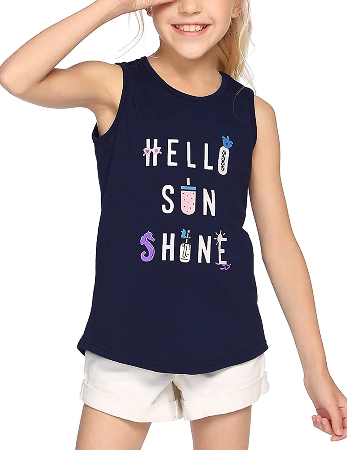 Arshiner Girls Boys Athletic Tank Tops Sleeveless Sport Shirt for Kids Loose Summer Clothes for Casual/Tennis/Workout/Runnnig