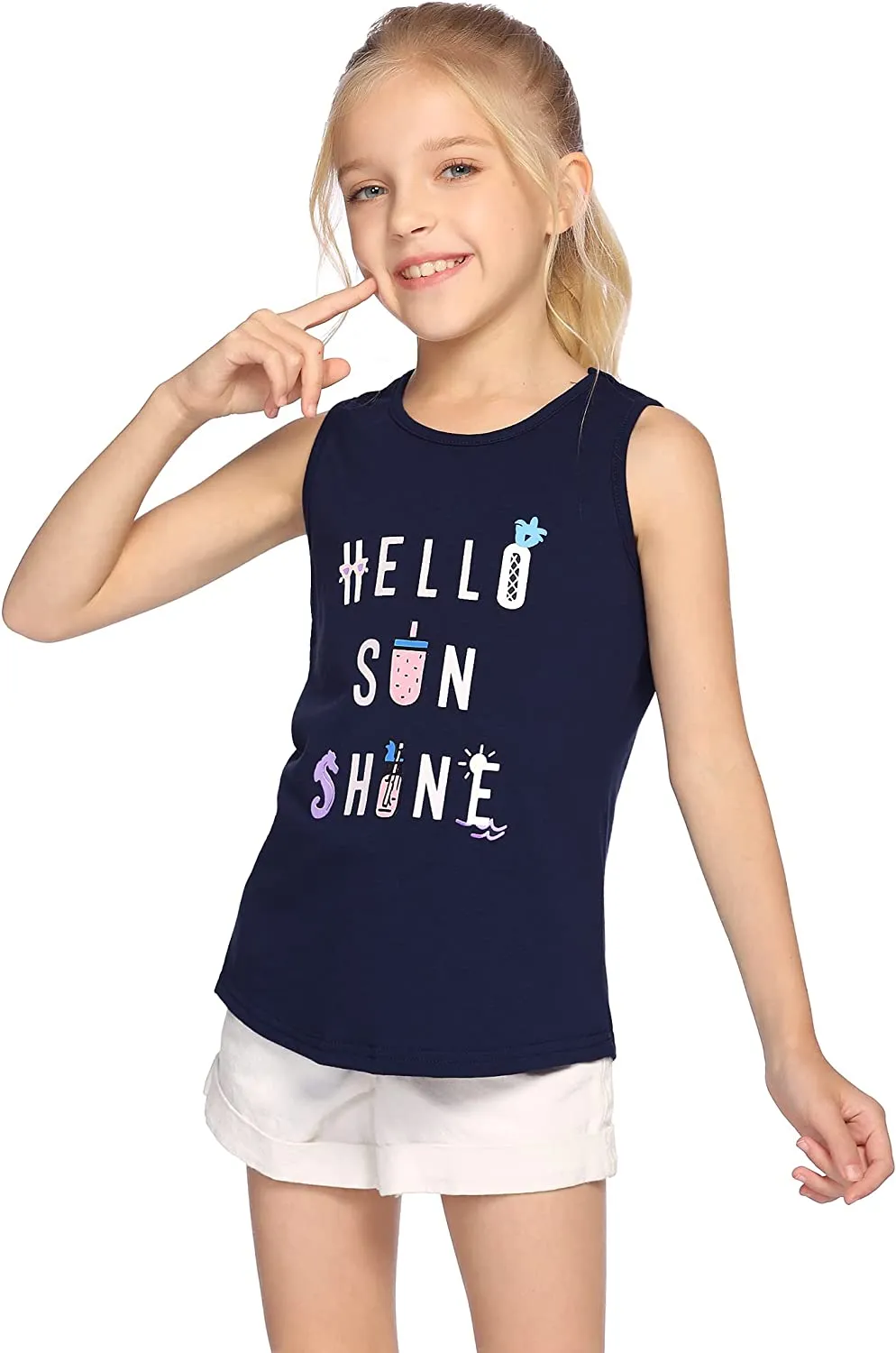 Arshiner Girls Boys Athletic Tank Tops Sleeveless Sport Shirt for Kids Loose Summer Clothes for Casual/Tennis/Workout/Runnnig