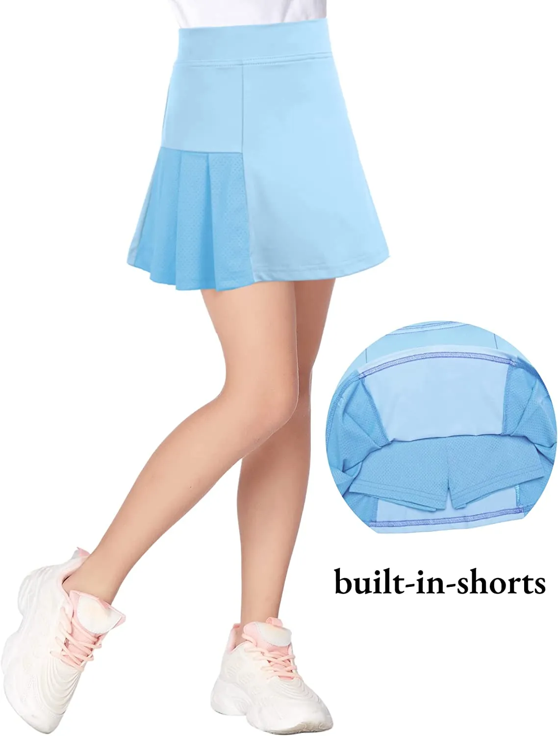 Arshiner Girl's Sport Skirts with Shorts Athletic Pleated Skorts