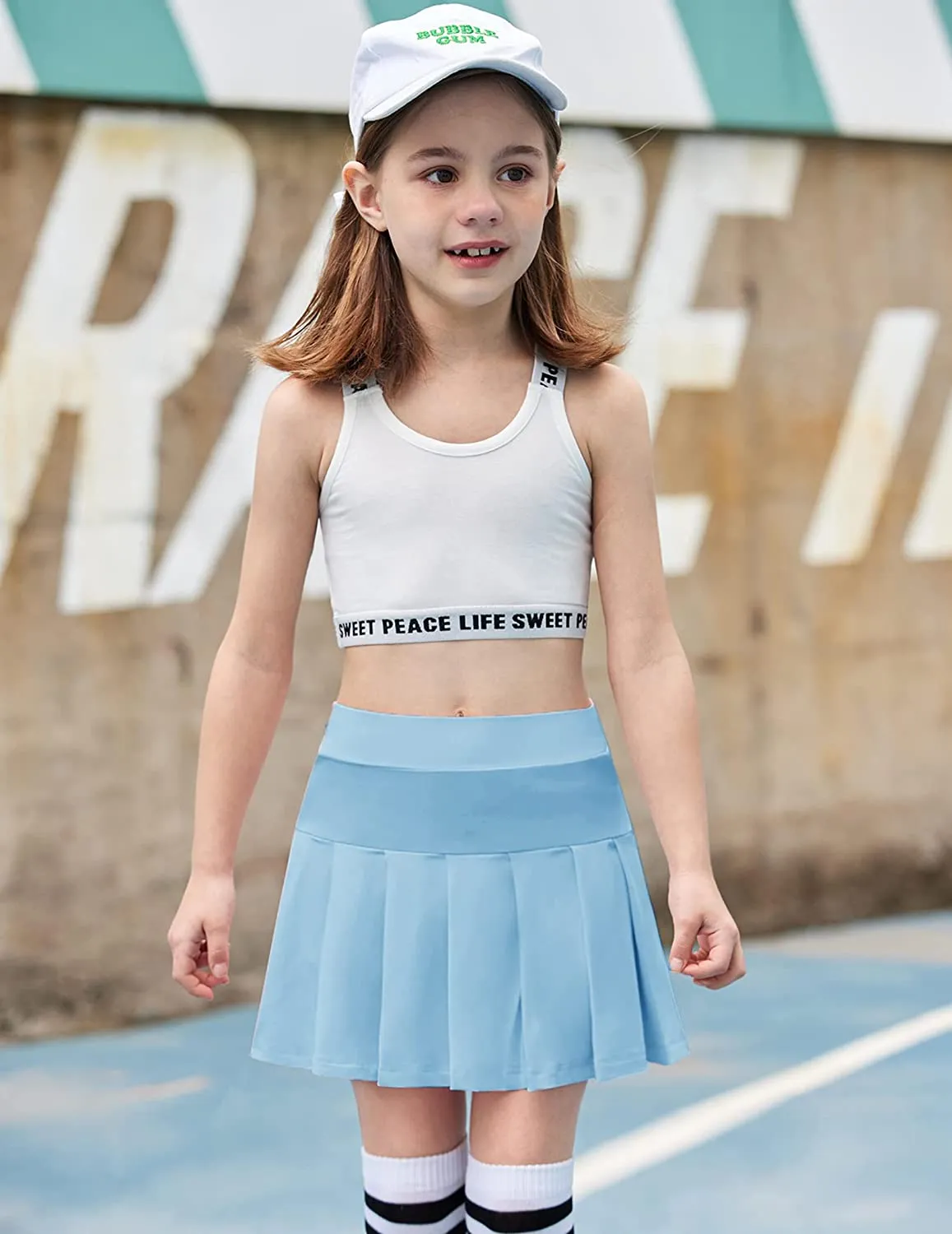 Arshiner Girl's Tennis Skirts with Shorts Athletic Pleated Skirt