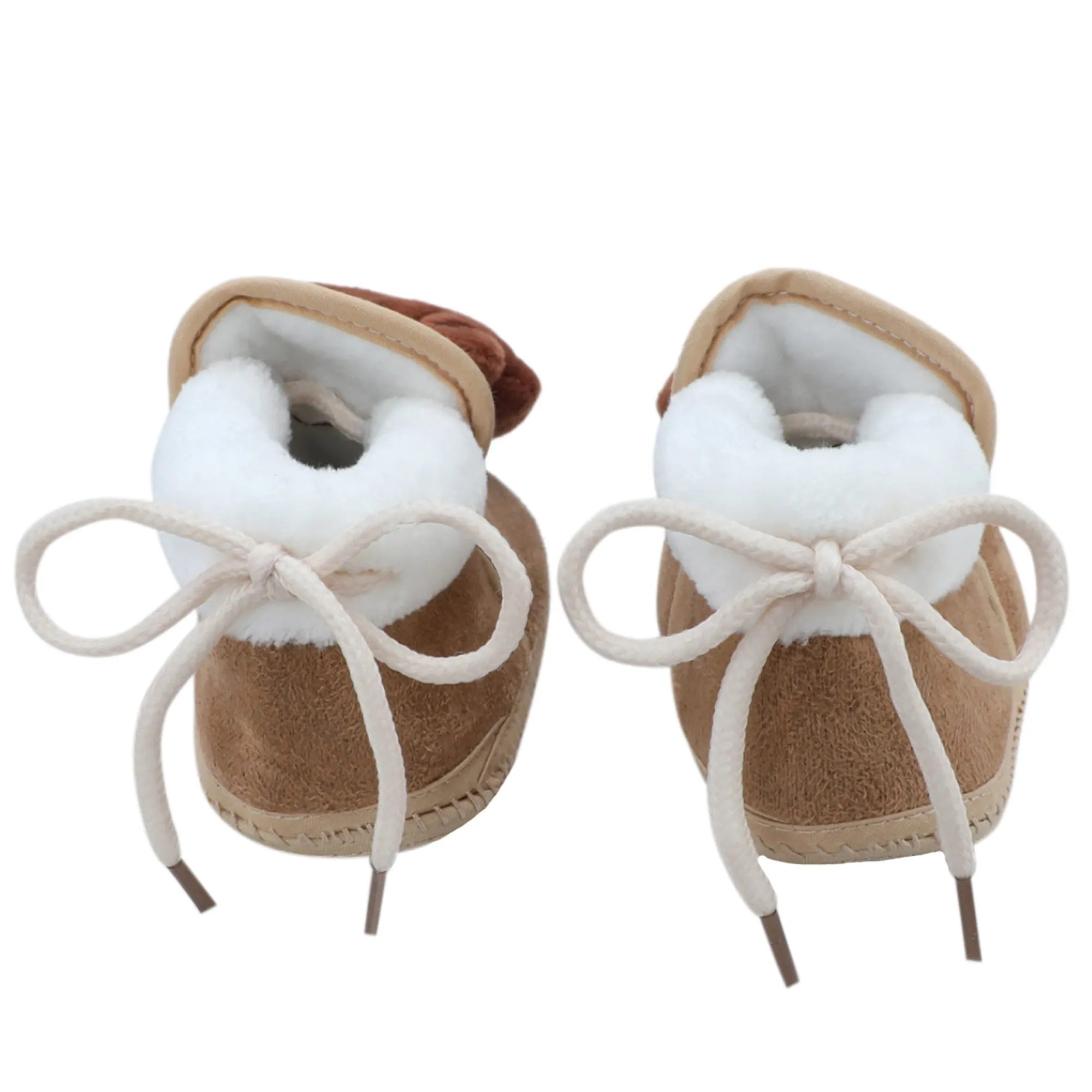 Baby Moo 3D Bear Soft Slip-On Anti-Skid Plush Warm Booties - Brown