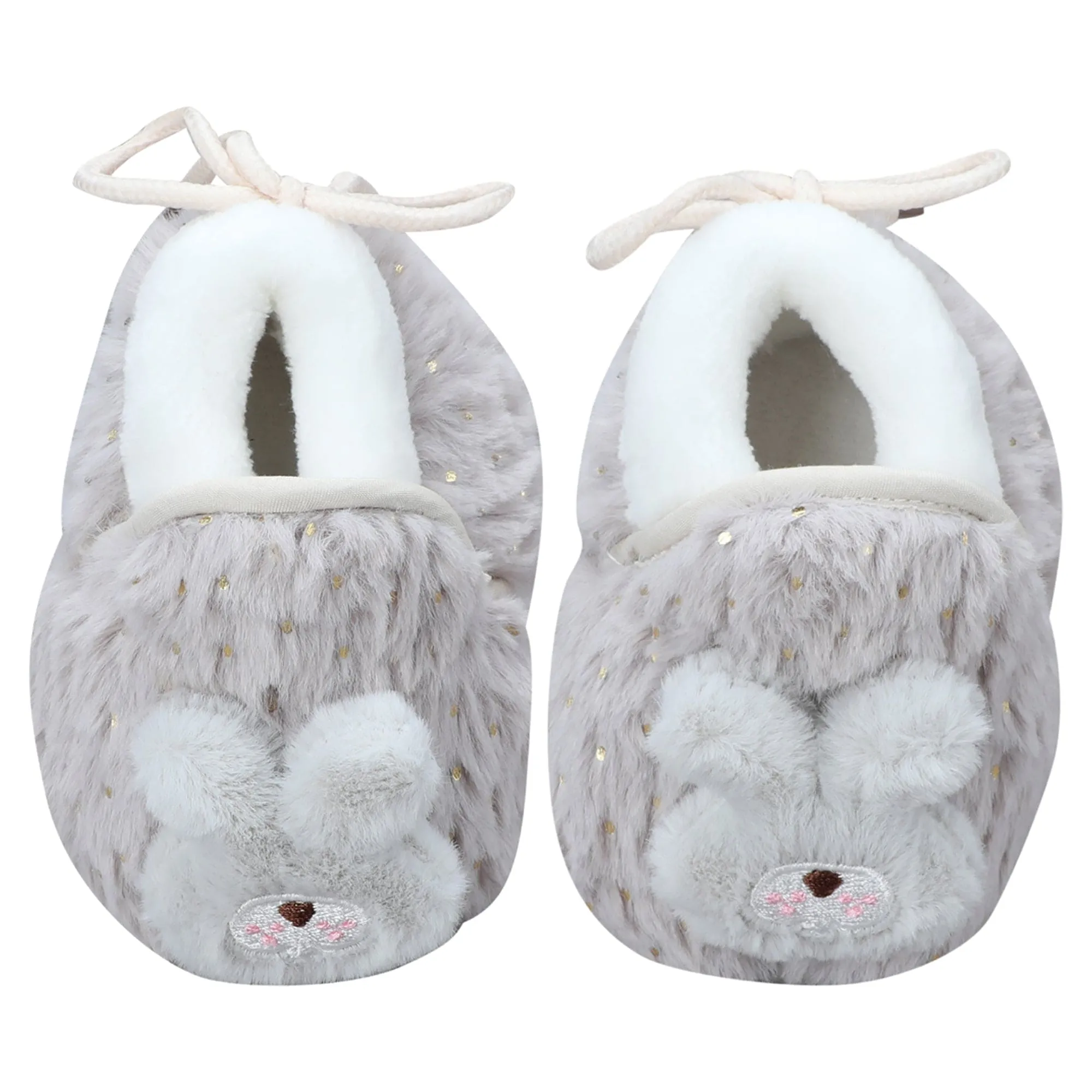 Baby Moo 3D Bunny Soft Slip-On Anti-Skid Plush Warm Booties - Grey