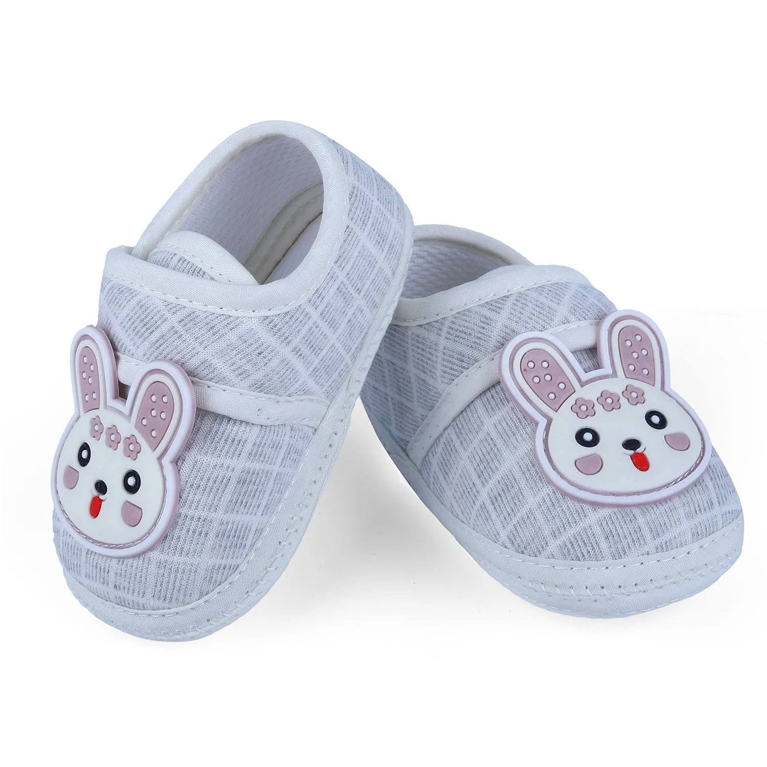 Baby Moo Naughty Bunny Velcro Strap Non-slip Kids Booties - Grey