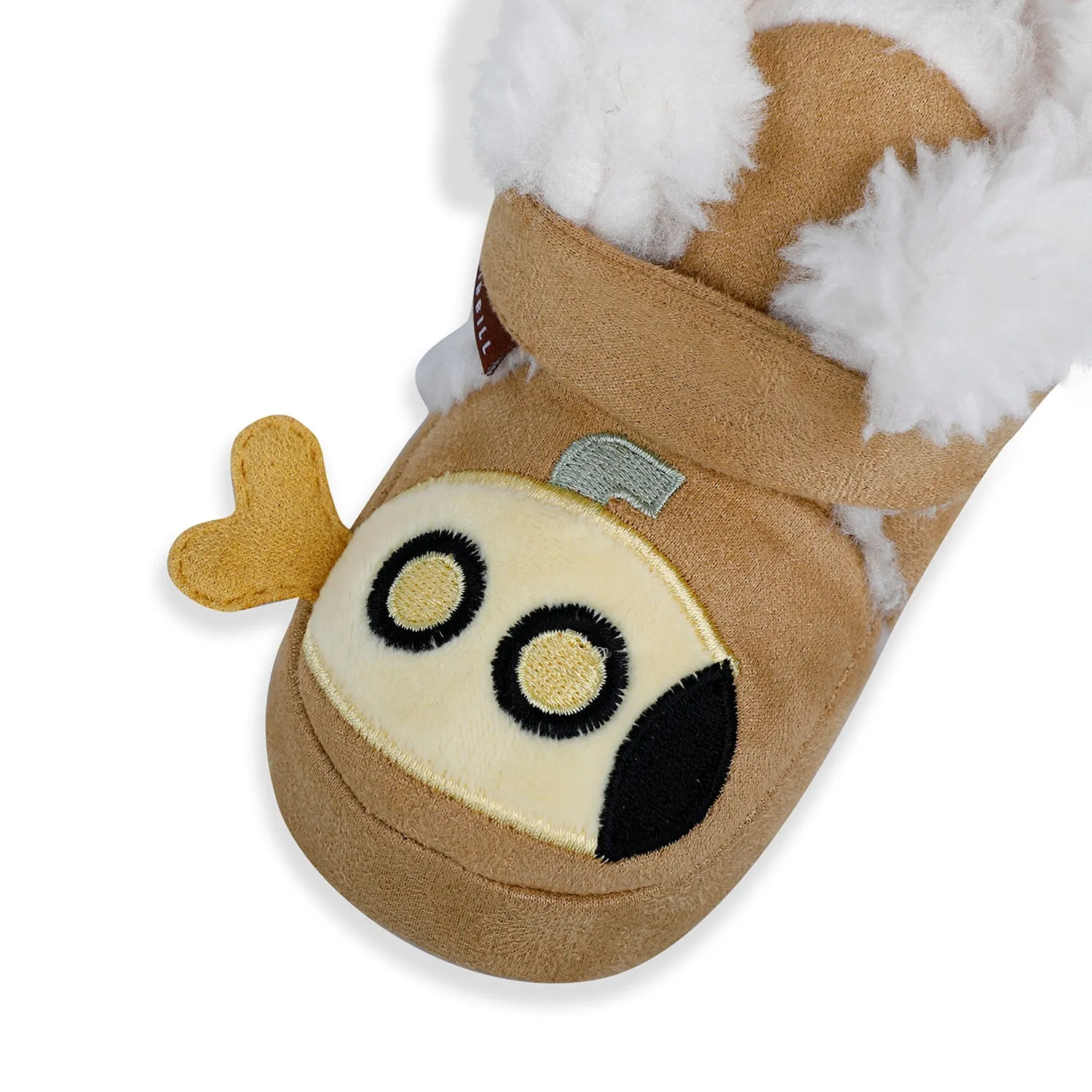 Baby Moo Submarine Velcro Warm Furry Booties - Brown