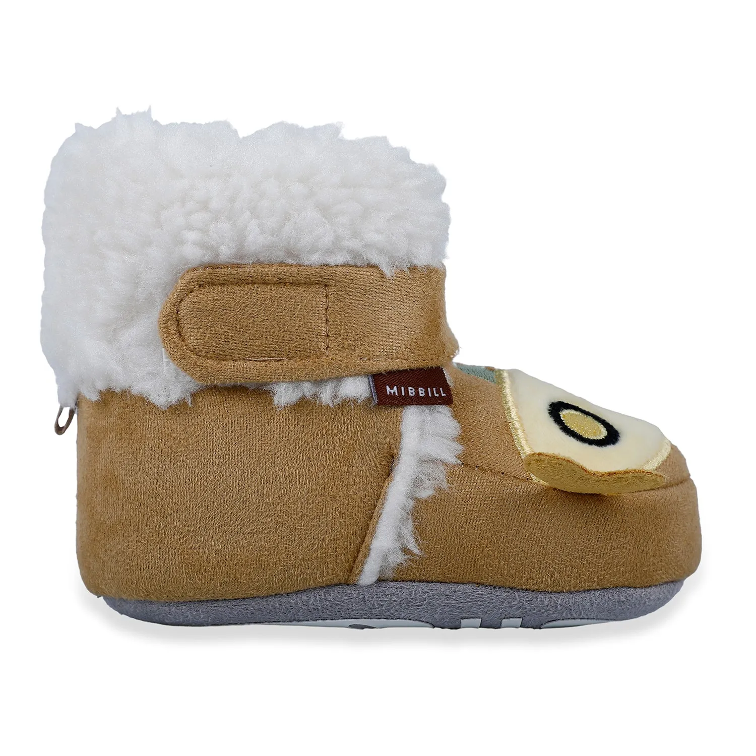 Baby Moo Submarine Velcro Warm Furry Booties - Brown