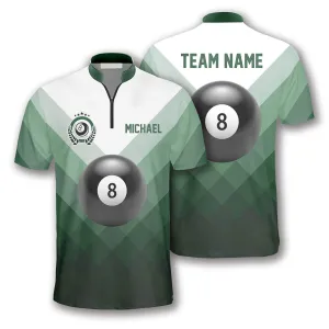 Ball 8 Green Sports Style Custom Billiard Jerseys for Men, 3D All Over Print Billiard Jersey Shirt