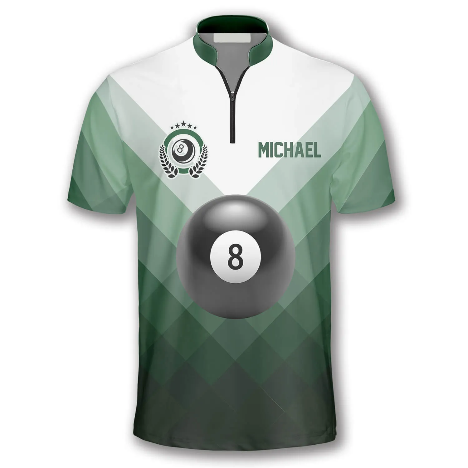 Ball 8 Green Sports Style Custom Billiard Jerseys for Men, 3D All Over Print Billiard Jersey Shirt