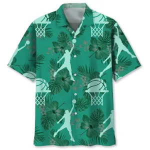 Basketball Kelly Green Hawaiian Shirt, Hawaii Shirt Aloha for Men