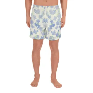 Blu&White Watercolor Floral Mens Shorts