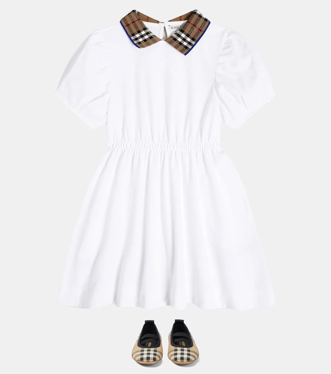 Burberry Kids Cotton Pique Polo Dress, White