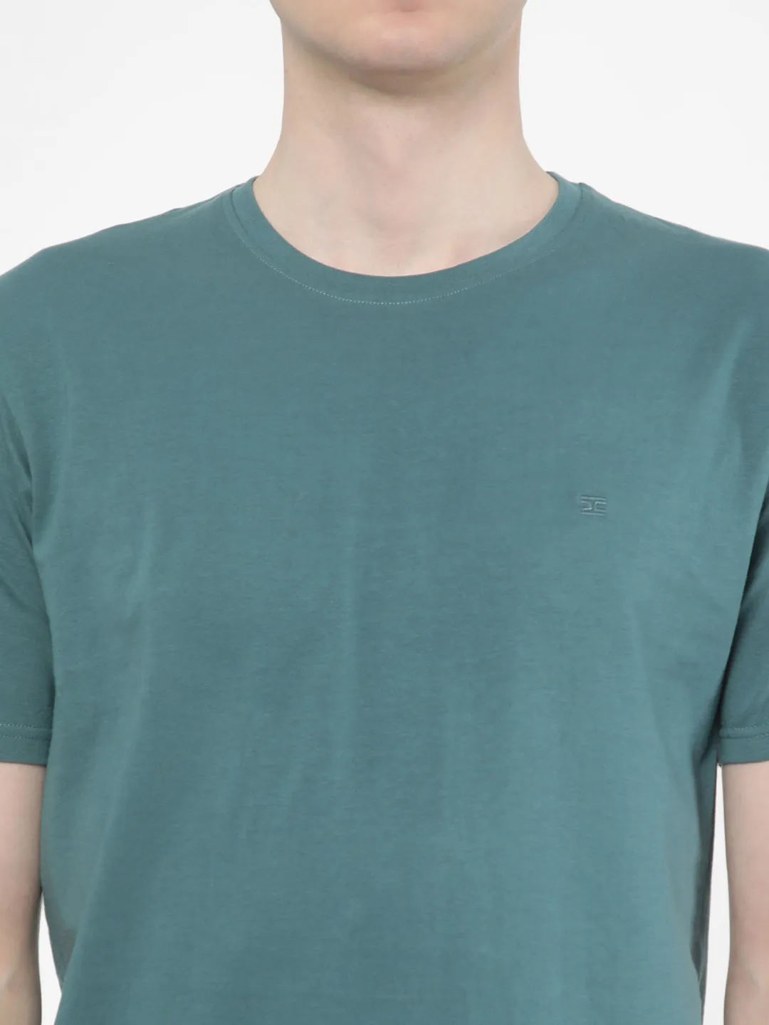 Cotstyle Cotton Fabrics Round Neck Short Length Plain Half Sleeve Casual & Daily Wear Men's T-Shirts -  Pack of 1 - Hydro Teal