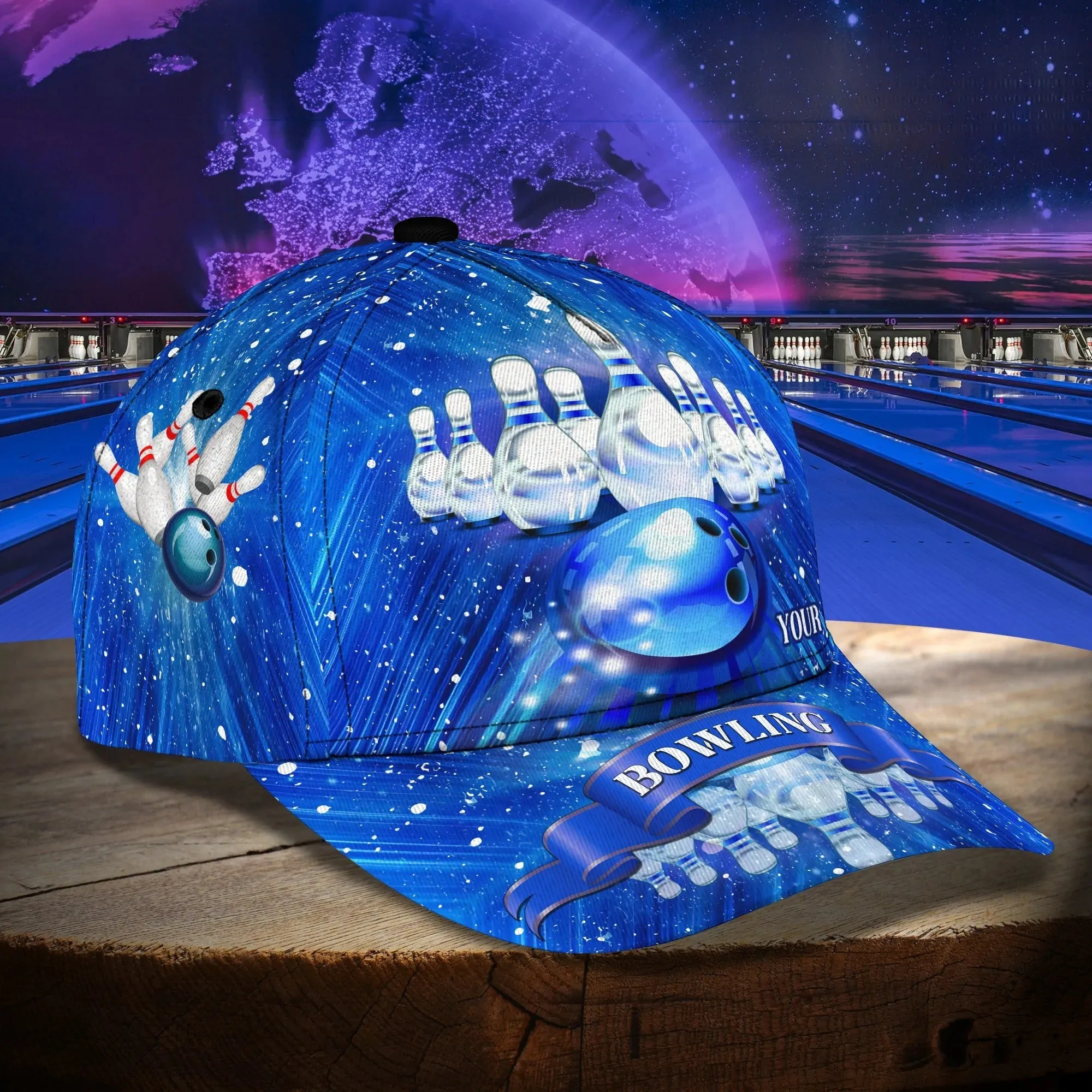 Customized Blue Bowling Cap Hat For Men Women, Bowling Team Classic Cap Hat, Best Gift For Bowler