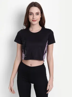 DriDOT Black Long Back Crop Top RWW2045