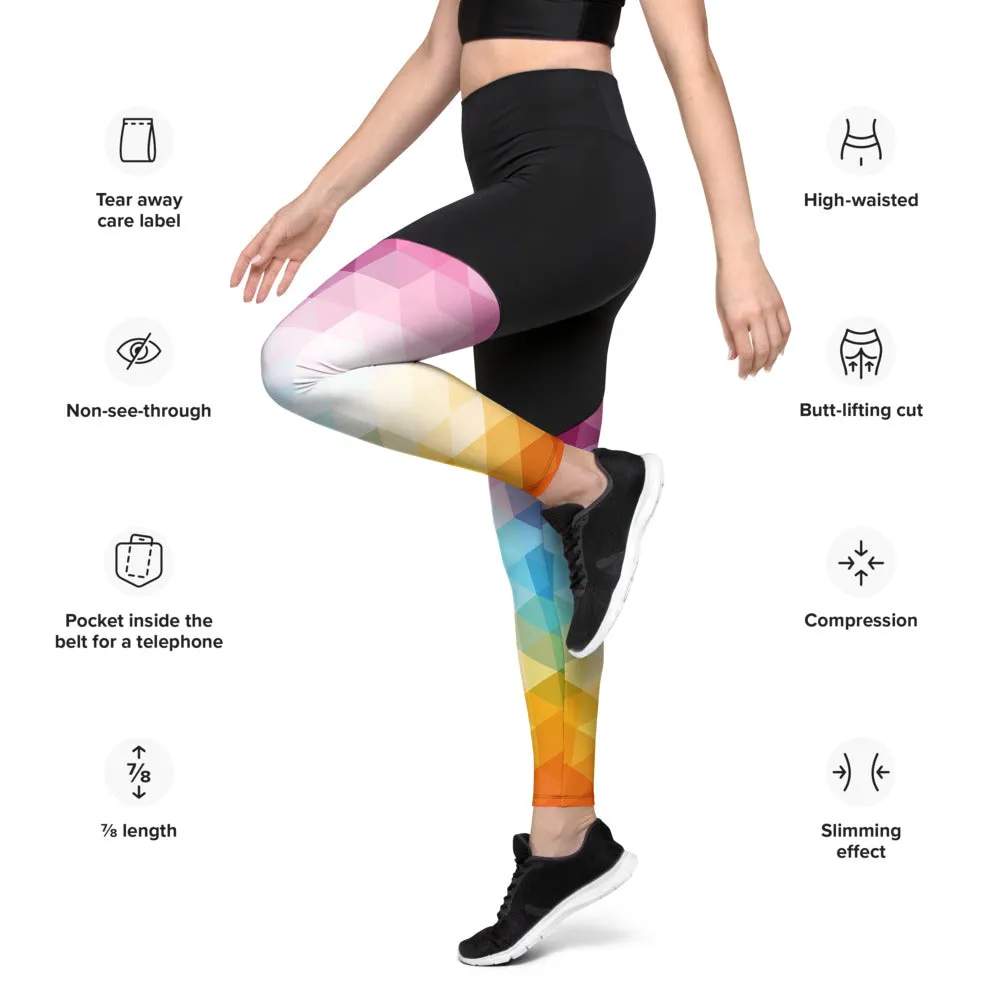 Fargeskift 1 Polygonal Compression Sports Leggings