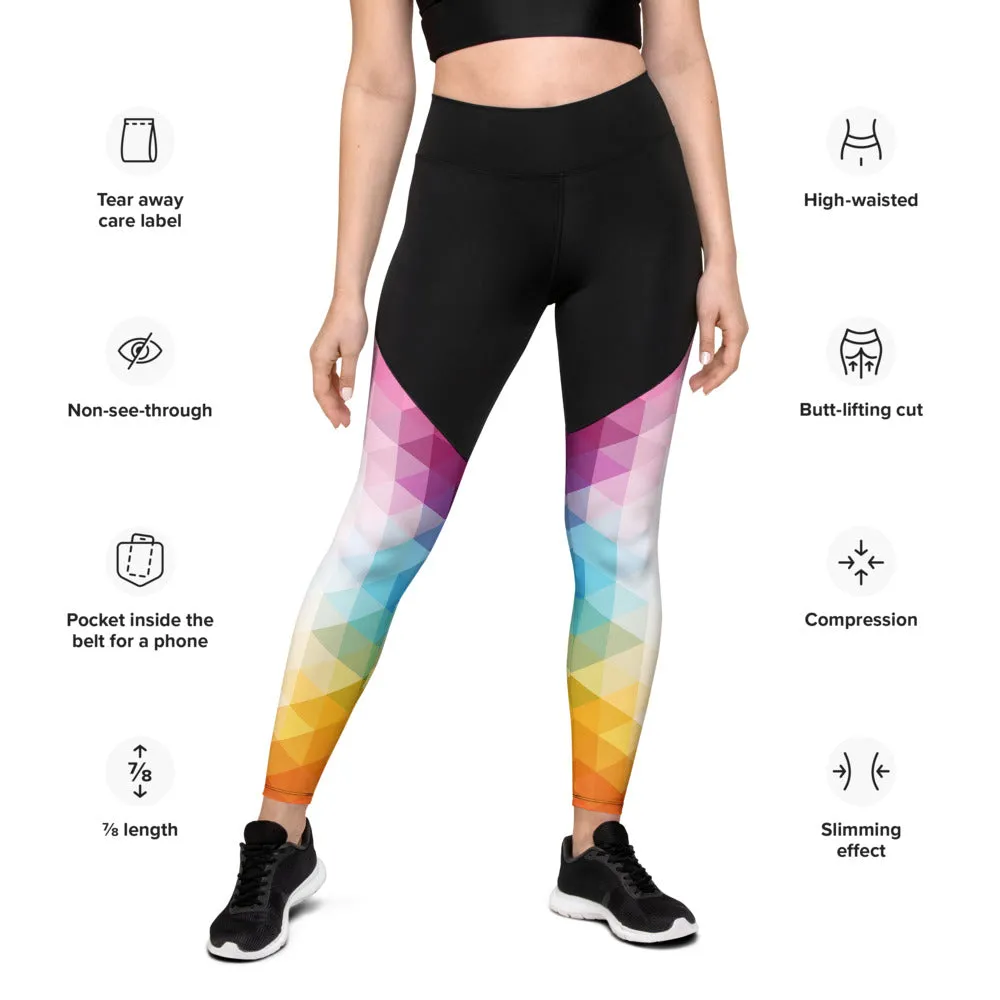 Fargeskift 1 Polygonal Compression Sports Leggings