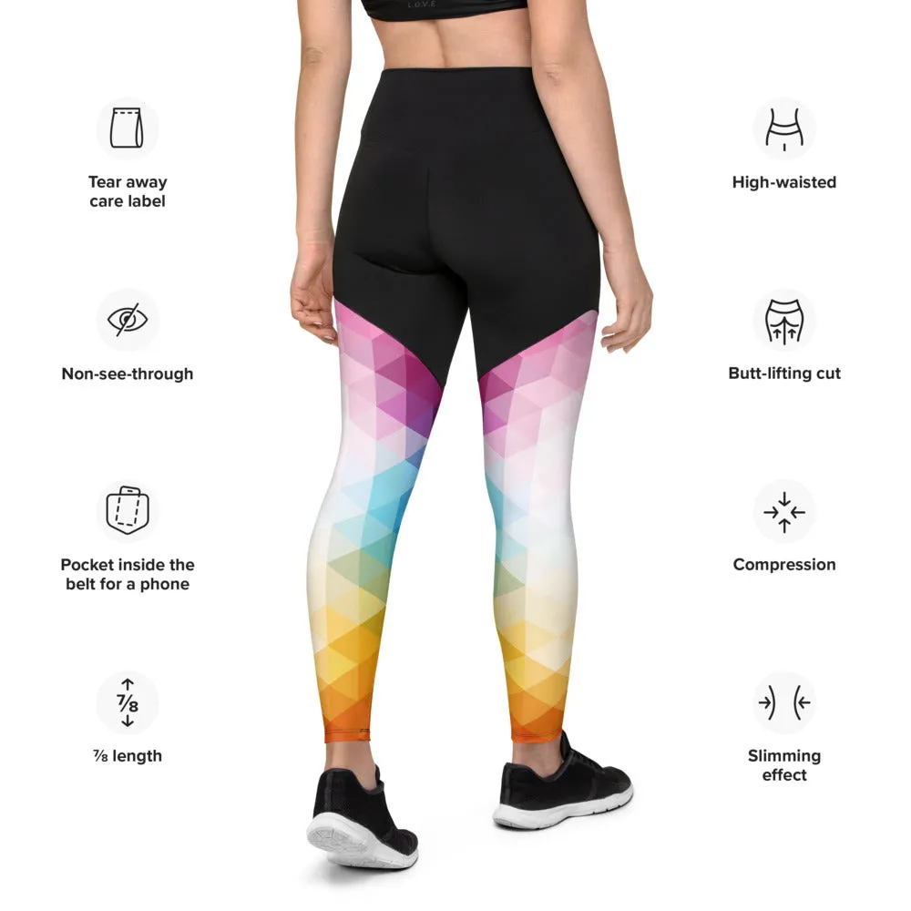 Fargeskift 1 Polygonal Compression Sports Leggings