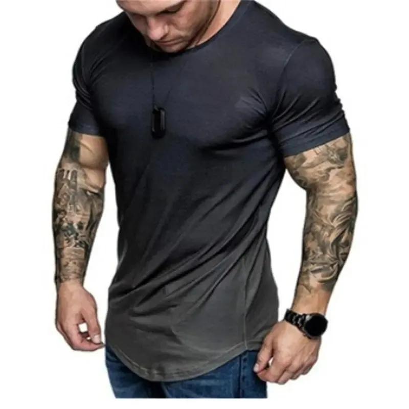 Fashion 3D Printing Short Sleeve T Shirts Loose Gradient Plus Size Sports Men T-Shirt