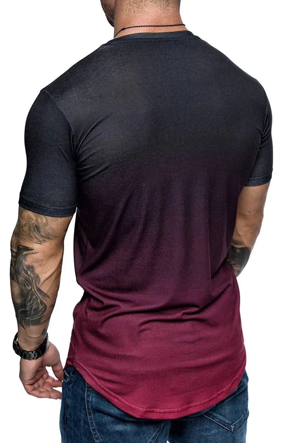 Fashion 3D Printing Short Sleeve T Shirts Loose Gradient Plus Size Sports Men T-Shirt