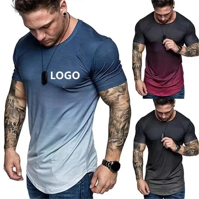 Fashion 3D Printing Short Sleeve T Shirts Loose Gradient Plus Size Sports Men T-Shirt