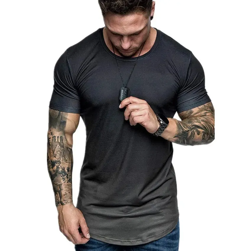 Fashion 3D Printing Short Sleeve T Shirts Loose Gradient Plus Size Sports Men T-Shirt