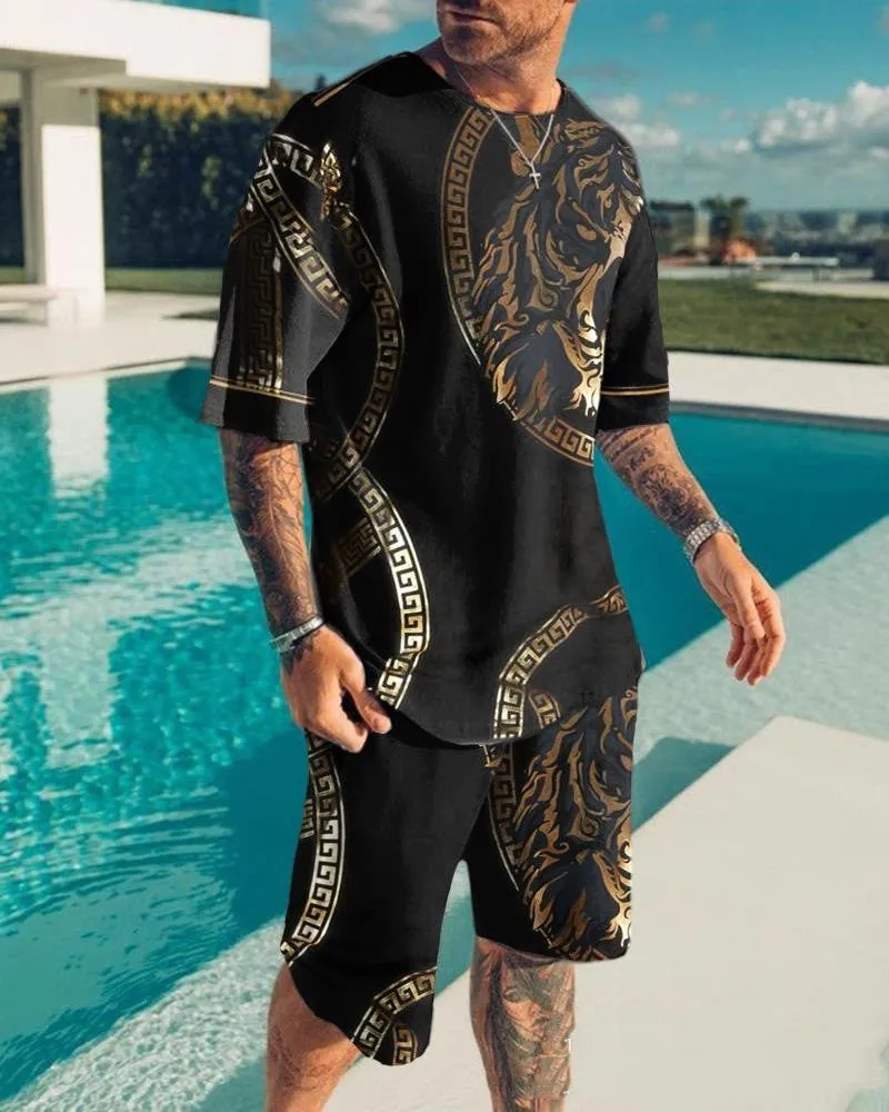 Fashion Men Casual Printed Sports Suit