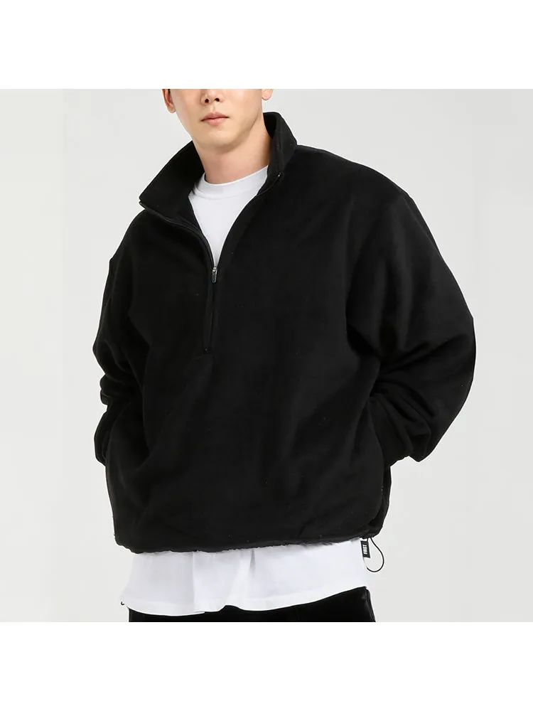 Fitness Pullover Sweatshirt Men Fleece Loose Zip Sports Training Casual Long Sleeve Hoodie