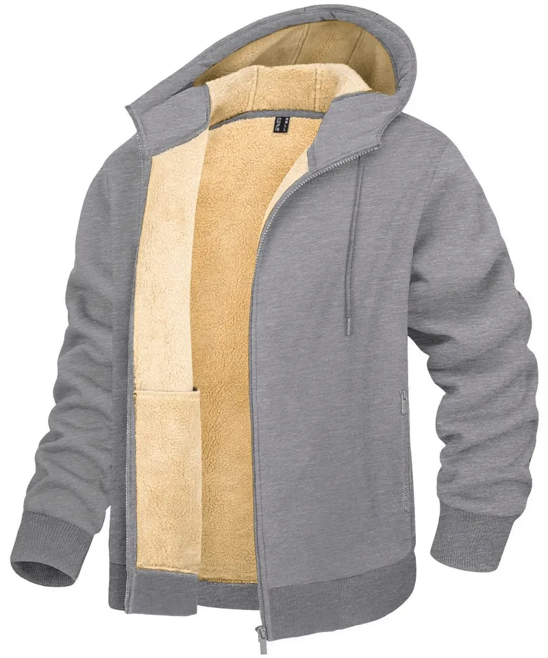 Fleece Lining Zipper Sherpa Jacket with Hood and Pockets / Casual Sportswear - SF0399