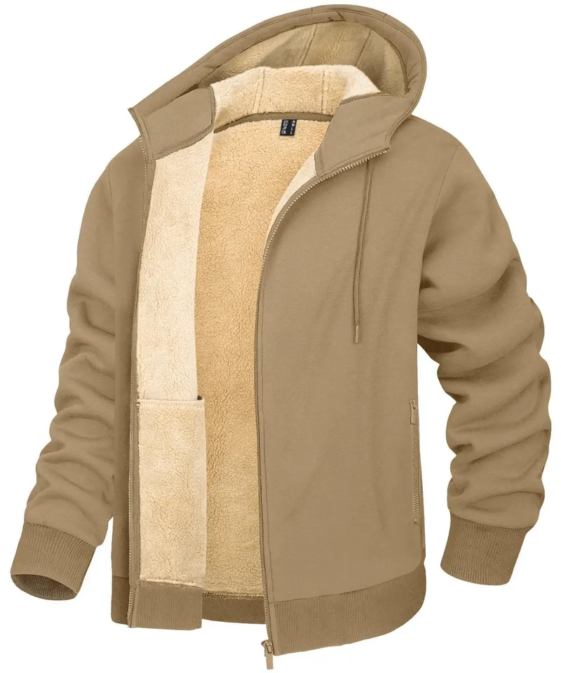 Fleece Lining Zipper Sherpa Jacket with Hood and Pockets / Casual Sportswear - SF0399