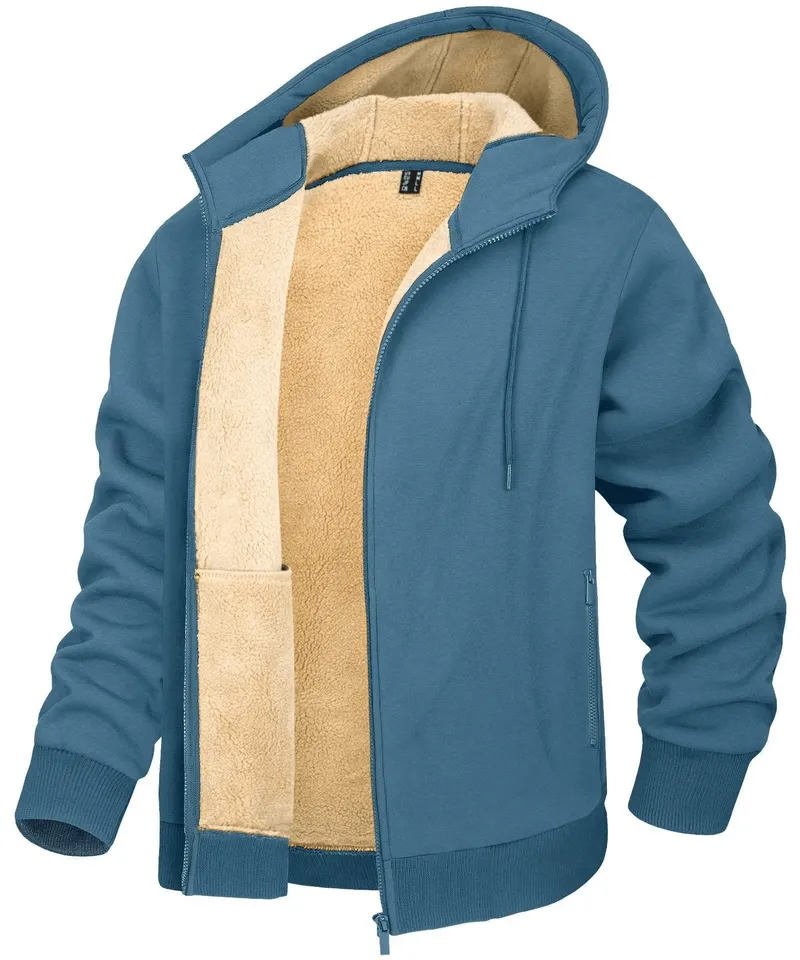 Fleece Lining Zipper Sherpa Jacket with Hood and Pockets / Casual Sportswear - SF0399