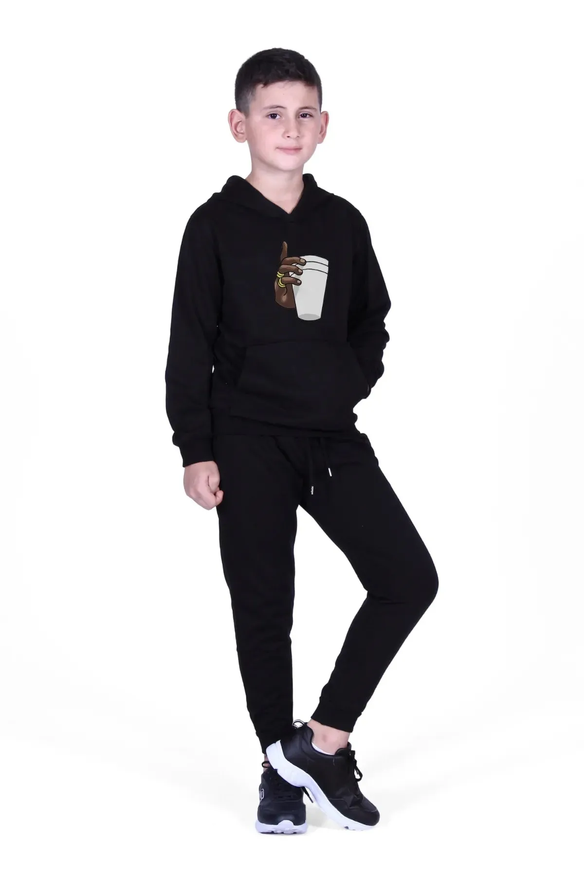 Fyk Kids Boy's Black Printed Tracksuit