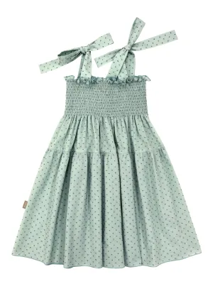 Girls Dress | Mint Plumetti with Straps | Hebe