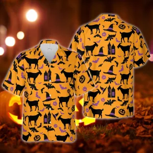 Happy Halloween Goat Pattern Hawaiian Shirt Men Women