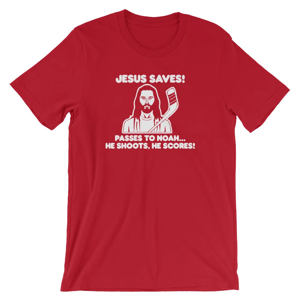 Jesus Saves Hockey T-Shirt (Unisex)