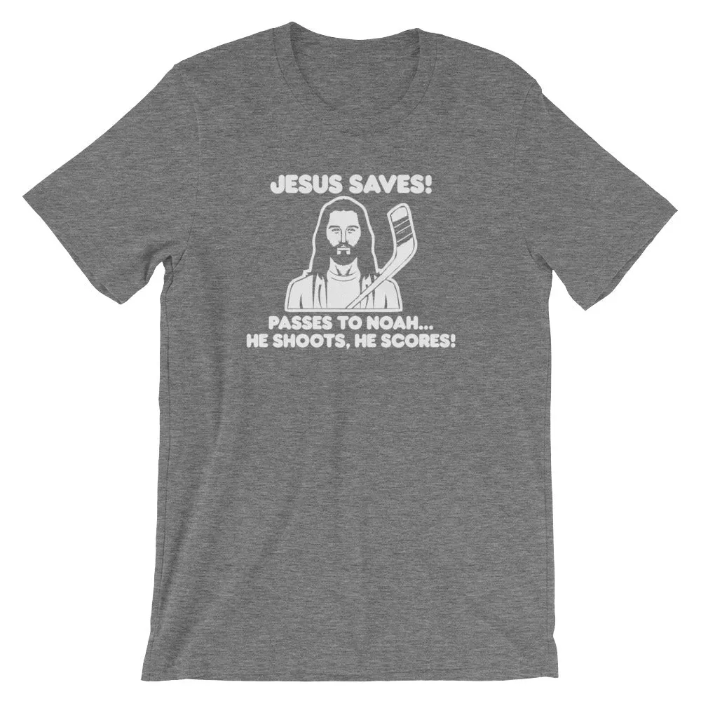 Jesus Saves Hockey T-Shirt (Unisex)