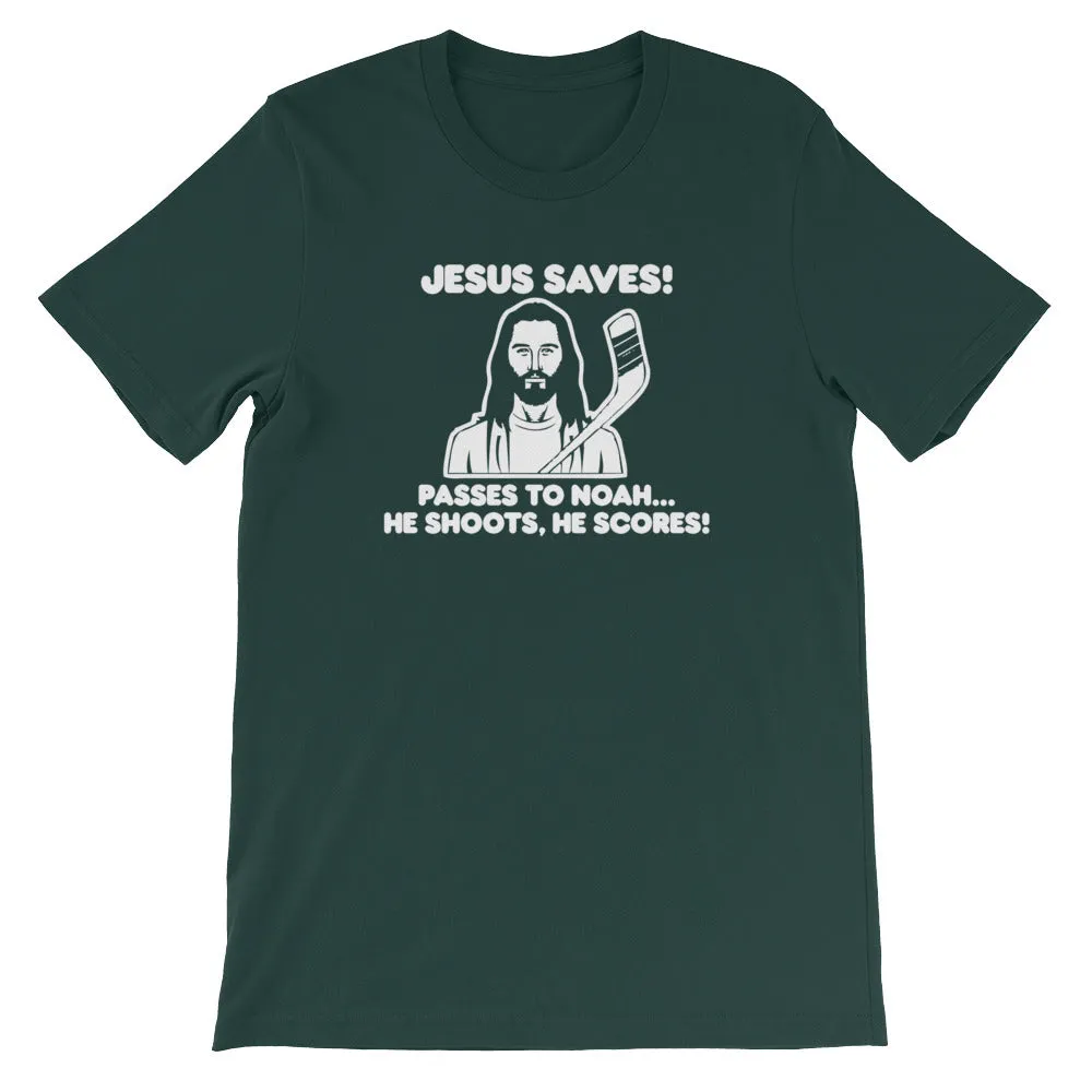 Jesus Saves Hockey T-Shirt (Unisex)