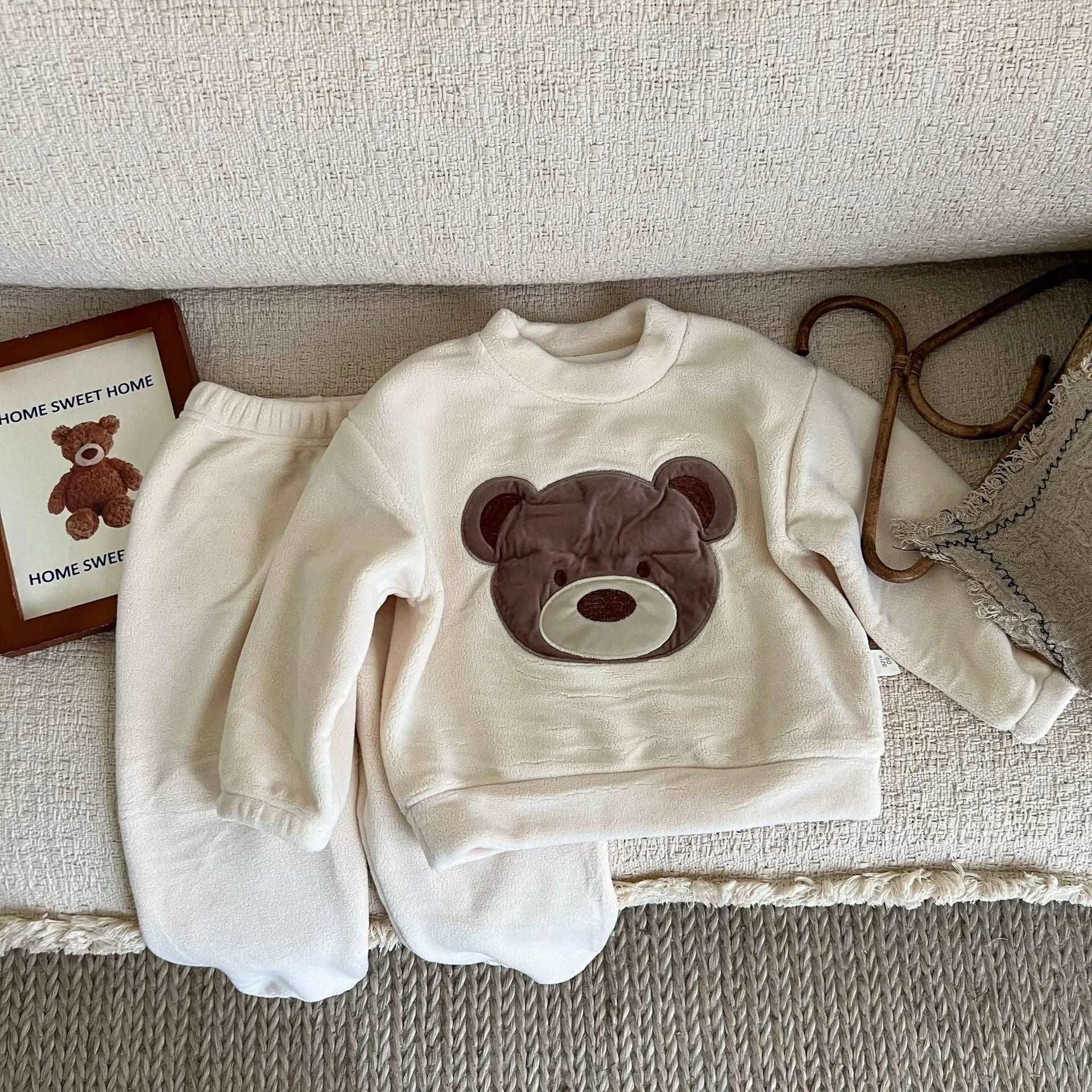 Kids Cute Teddy Warm Loungewear Outfit Set