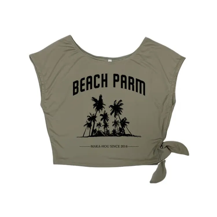 Maka-Hou Women Beach Parm Crop Tee-OLIVE (Japanese Brand)