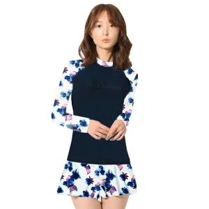 Maka-Hou Women Long Sleeve Rashguard-BRUSH FLOWER (Japanese Brand)