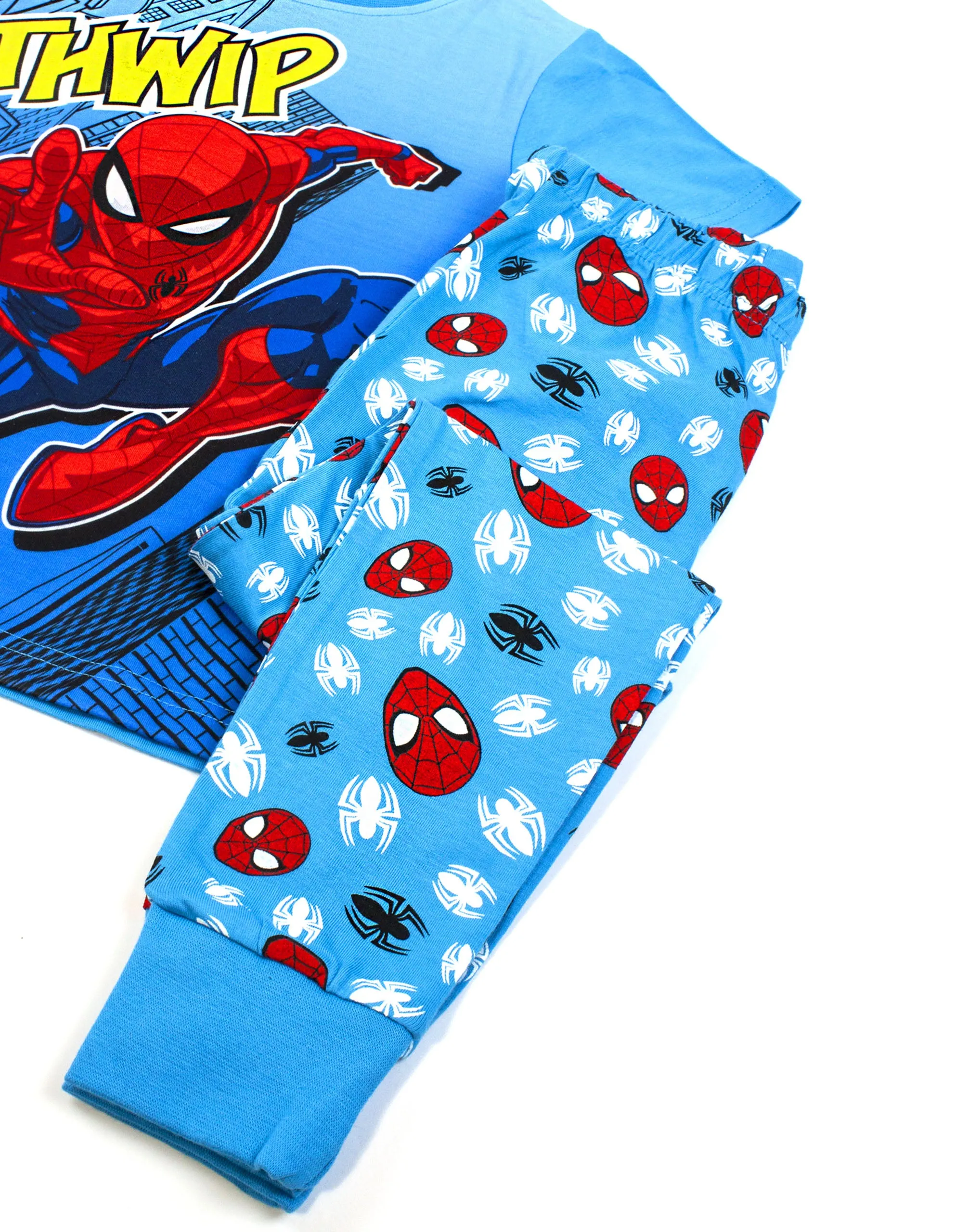 Marvel Spider-Man Unisex Kids Blue Short Sleeve Long Leg Pyjama Set