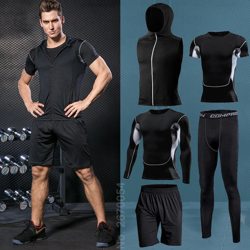 Men Running Compression Sportswear Suit Football Basketball Cycling Fitness Sport Tight Sweatshirt Clothing Set Outdoor Hoodies