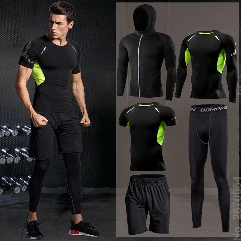 Men Running Compression Sportswear Suit Football Basketball Cycling Fitness Sport Tight Sweatshirt Clothing Set Outdoor Hoodies