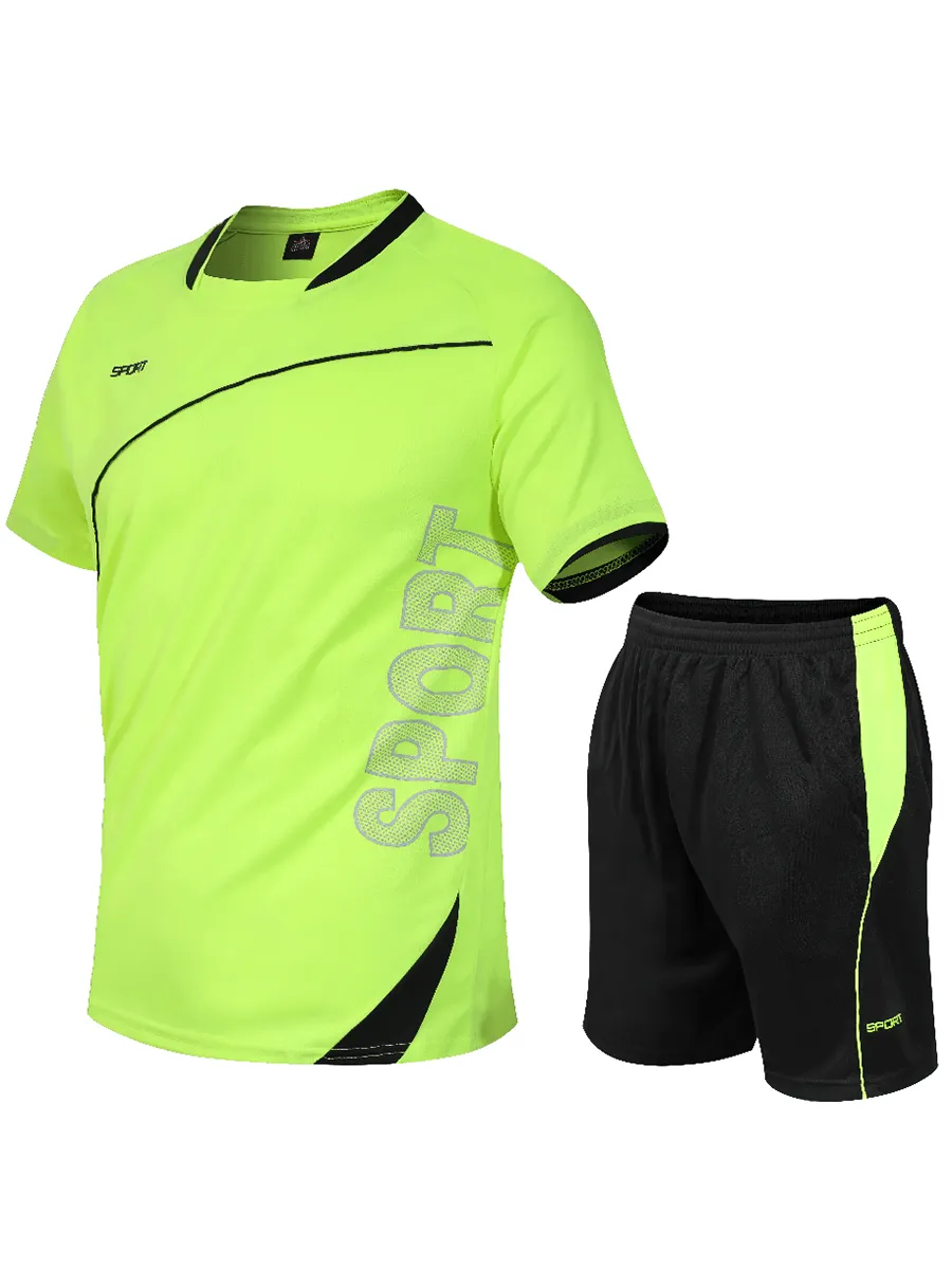 Men's Athletic Soccer Set: Neon Jersey and Shorts - SF2020