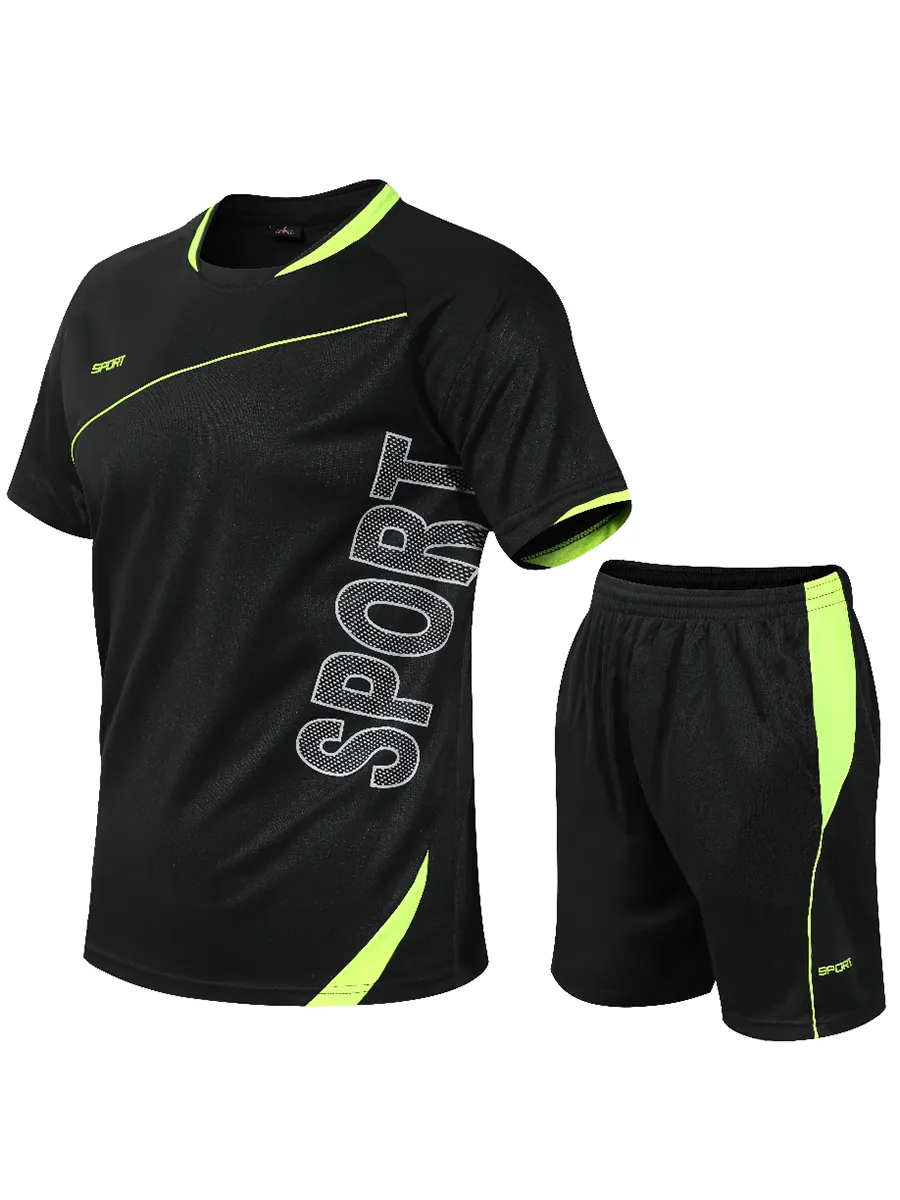 Men's Athletic Soccer Set: Neon Jersey and Shorts - SF2020