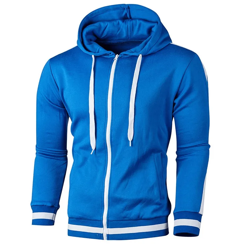 Men's Zipper Sports Casual Hoodie With Striped on Sleeves - SF1224